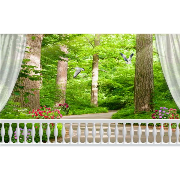 Tranh dán tường cửa sổ rừng xanh CS93(120x170cm)