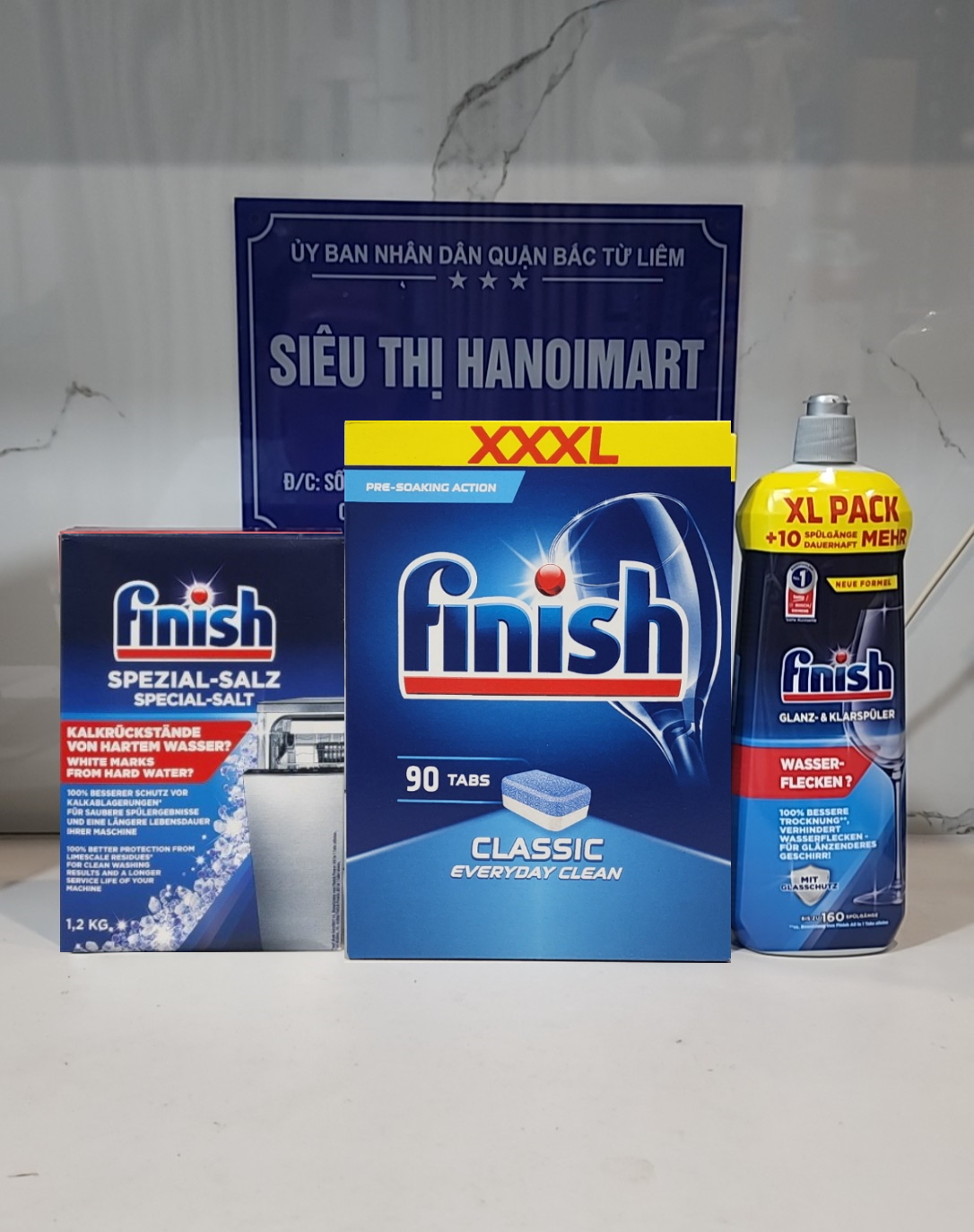 Combo 48 Viên rửa bát Finish all in 1 + Muối Finish 1.5kg + Nước làm bóng finish 1150ml