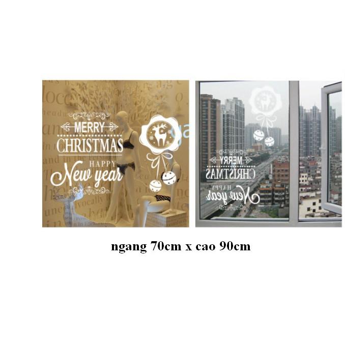 Decal trang trí noel hít tĩnh điện 2 mặt không dơ kính Mẫu chữ phong cách
