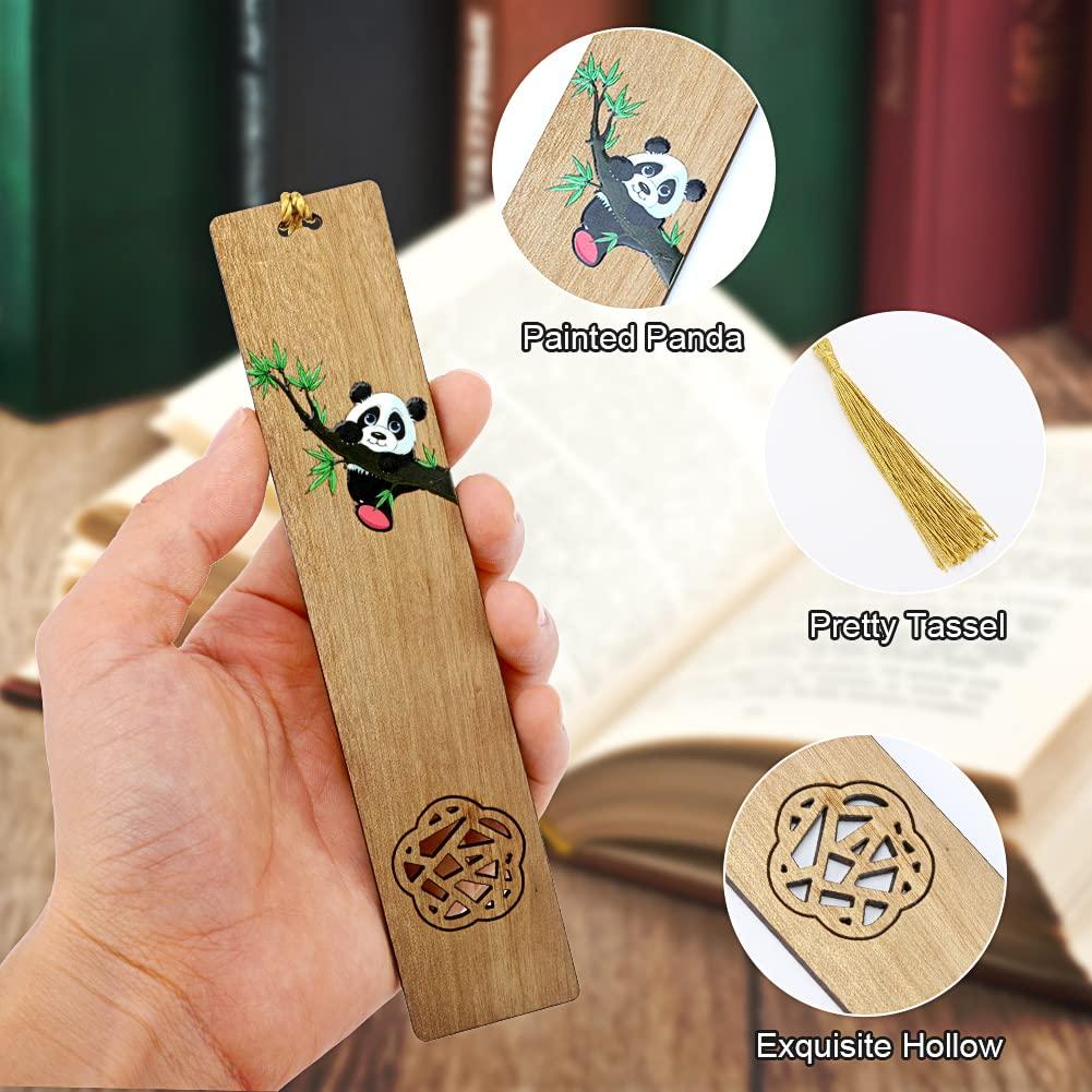 2 chiếc Bookmark bằng gỗ thủ công, Bookmark gỗ tự nhiên Coikes, Panda