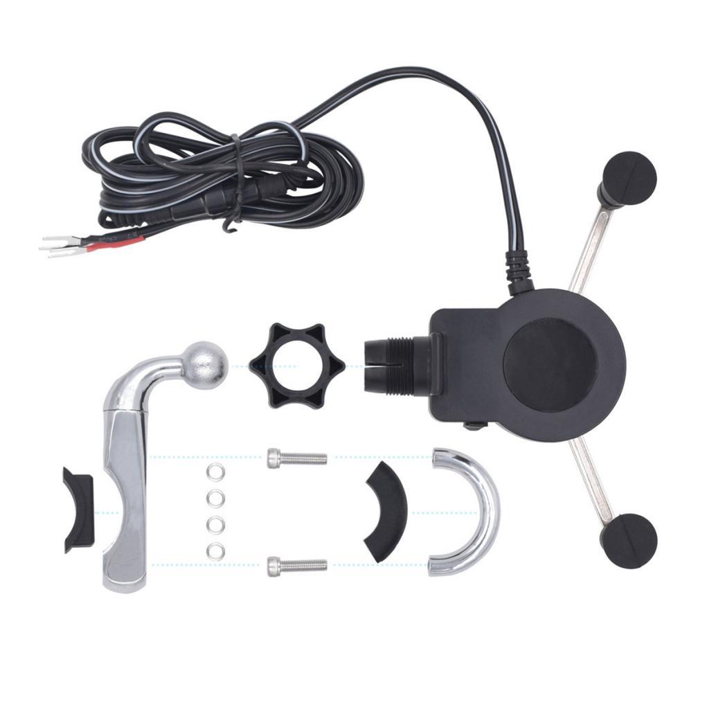 Universal Motorcycle Black ABS 360°Rotation Cell Phone Handlebar Mount Holder Bracket
