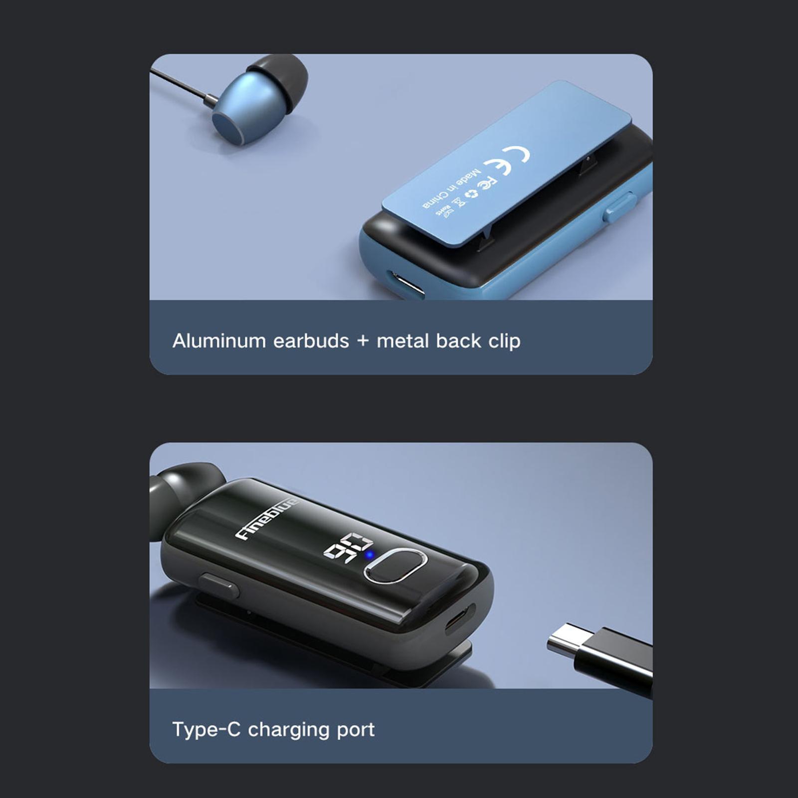 Earphone Earpiece Rechargeable Auto Pairing LED Display Noise Reduction Single Earbud Business Headphone for Trucker Office Driving