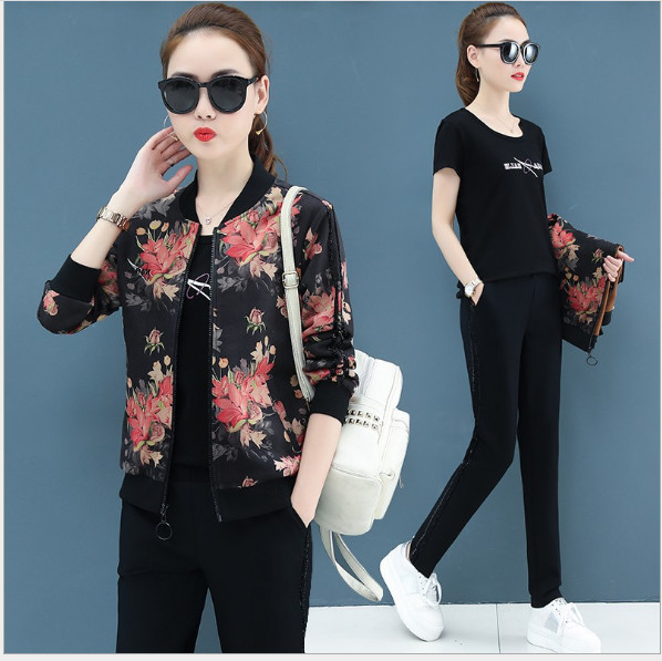 SET ÁO KHOÁC QUẦN DÀI THỂ THAO IN HOA ĐỎ 3D