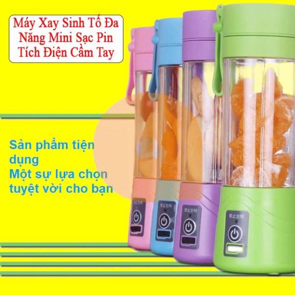 Máy Xay Sinh Tố Đa Năng Mini Sạc Pin Tích Điện Cầm Tay Hm 6 Lưỡi Kép, Siêu Mạnh, Siêu Tiện Dụng