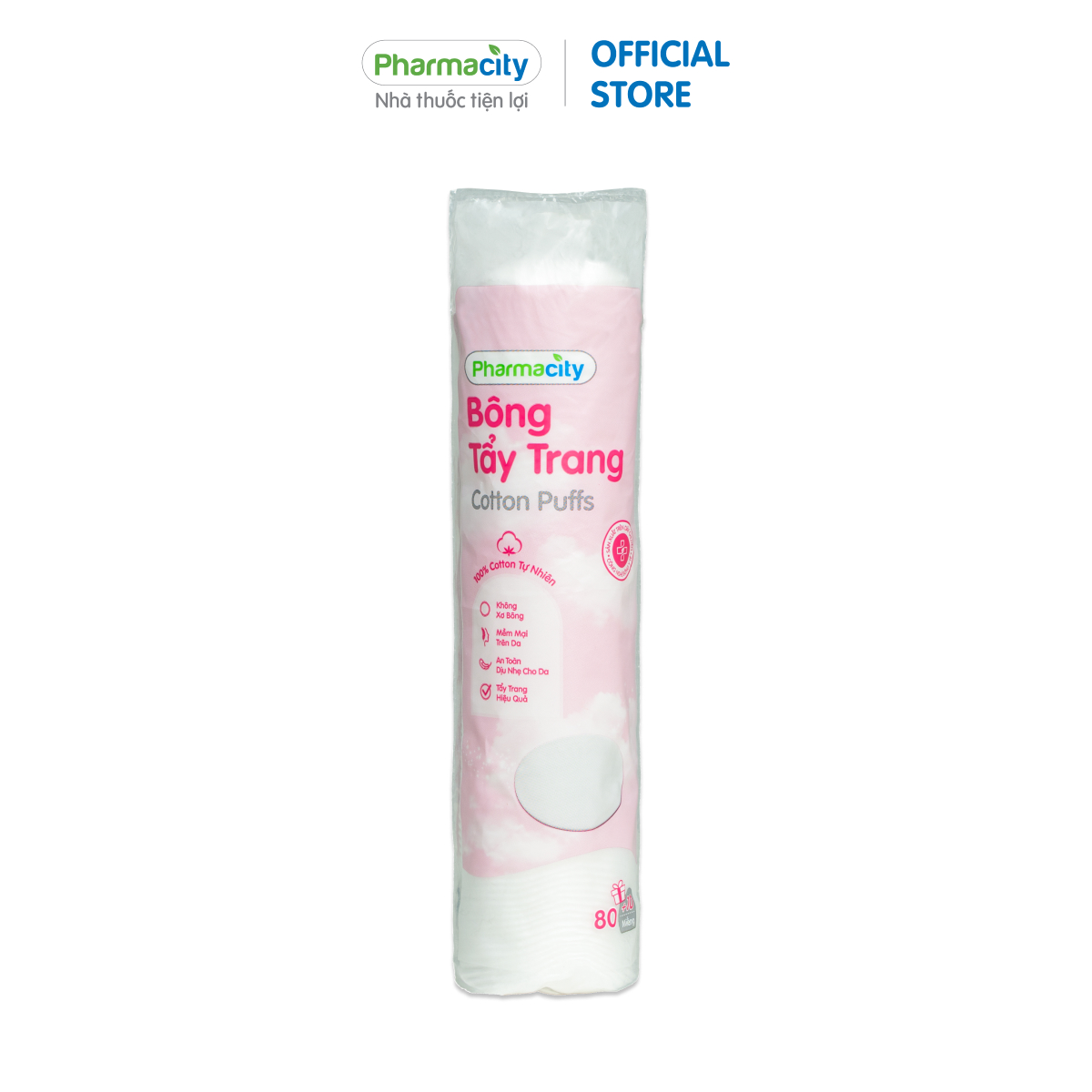 Bông tẩy trang Pharmacity Cotton Puffs (Túi 90 miếng) - New