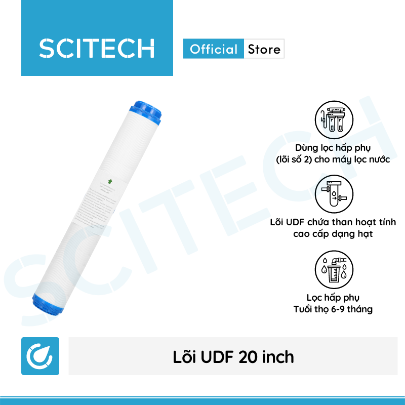 Lõi UDF 20 inch by Scitech - Lõi số 2 máy lọc nước RO, bộ lọc thô - Hàng chính hãng