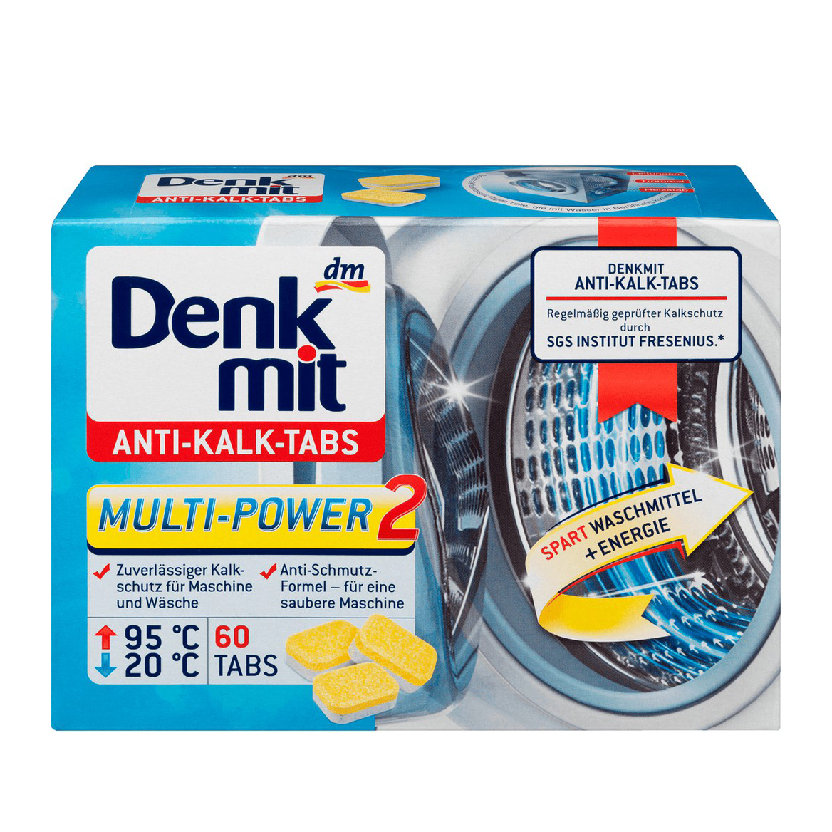 Hộp 60 viên khử mùi hôi, làm sạch lồng máy giặt Denkmit Anti-Kalk-Tabs Đức