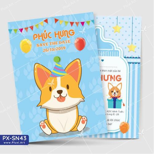Thiệp thôi nôi – sinh nhật theo yêu cầu Pluxi