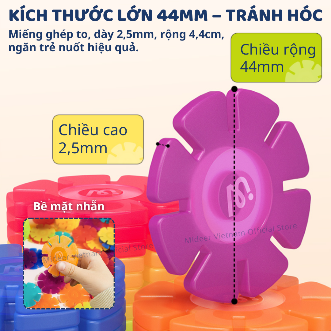 Đồ chơi sáng tạo ghép hình 3D Mideer Translucent Color Snowflake Blocks cho bé 3 4 5 6 7 tuổi