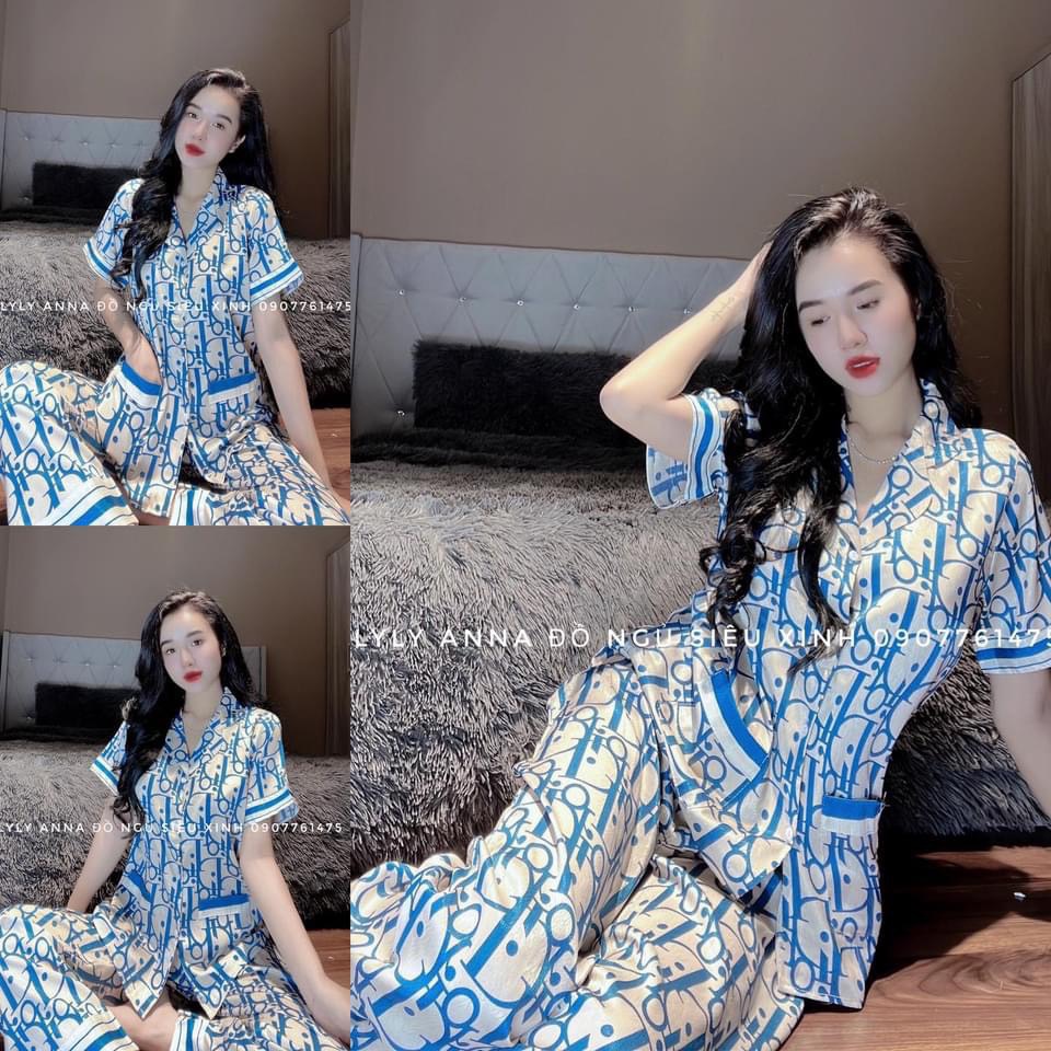 Đồ Mặc Nhà Bộ Pyjama Nữ Qc Mẫu Hot Tay Ngắn Quần Dài Có Túi
