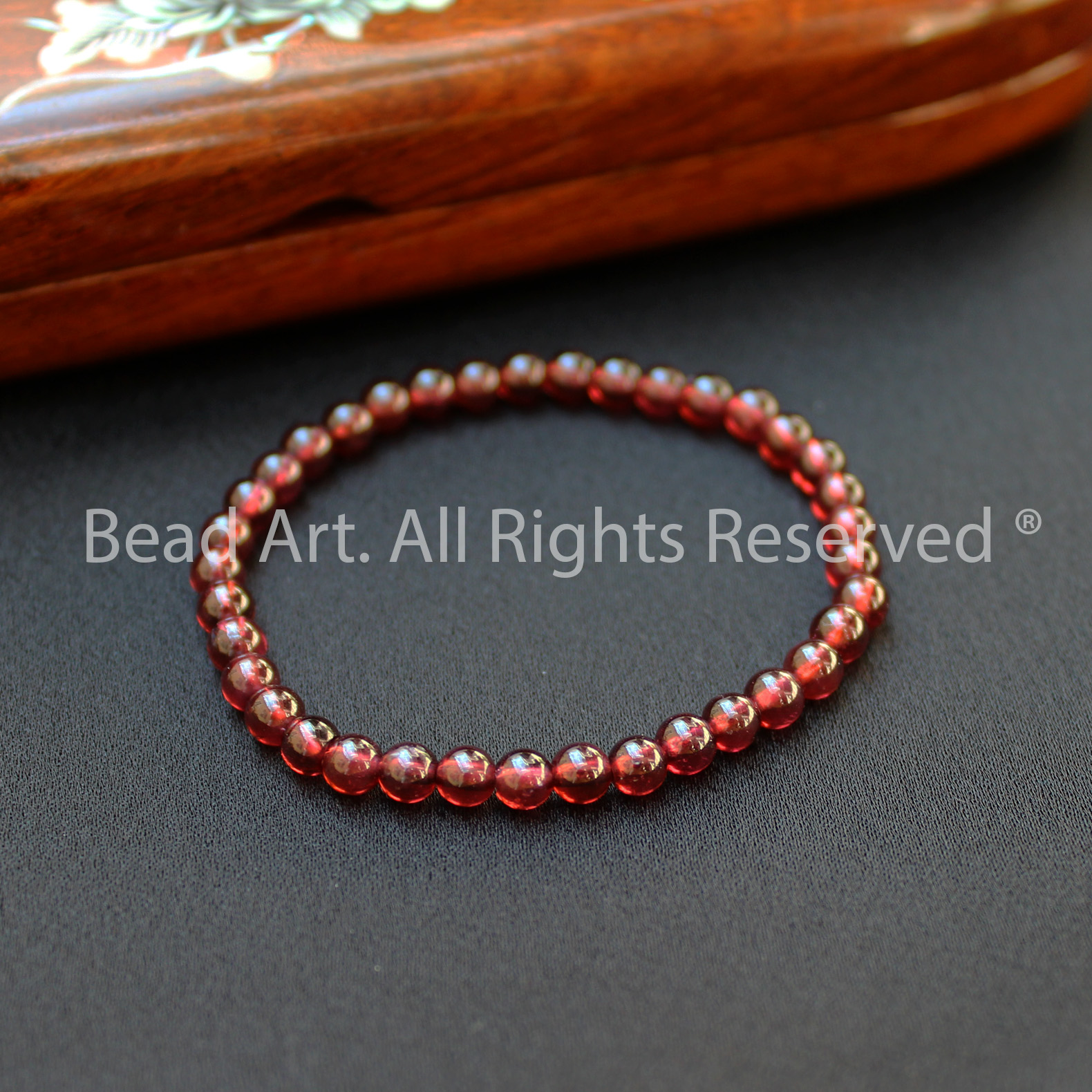 Vòng Tay 4MM Đá Garnet, Ngọc Hồng Lưu Tự Nhiên Loại AAA, Hoả, Thổ, Vòng Tay Phong Thuỷ, Chuỗi Hạt - Bead Art