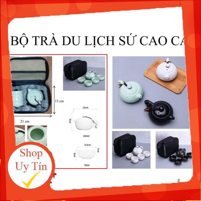 Ấm chén du lịch 1 ấm 4 chén men sứ cao cấp