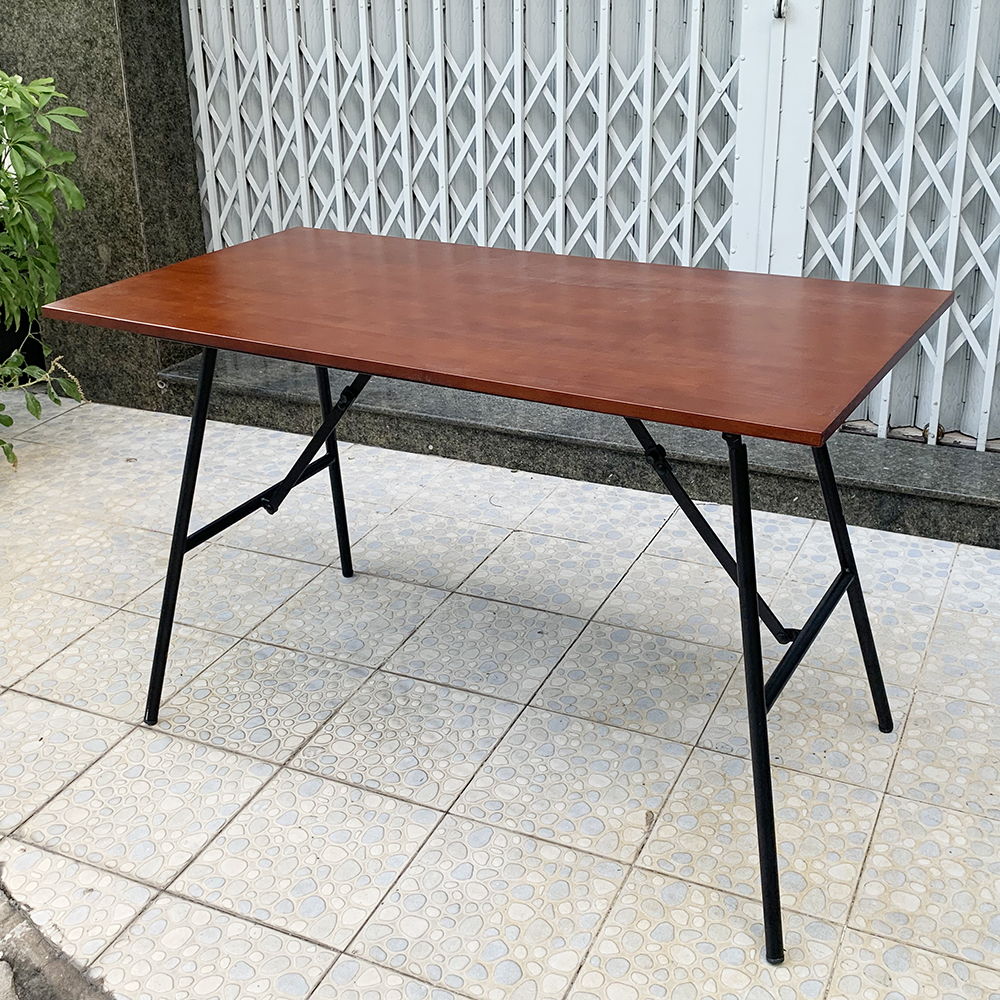 Bàn làm việc ARGON gỗ cao su, chân gấp gọn, màu nâu cánh gián 120x60x75cm