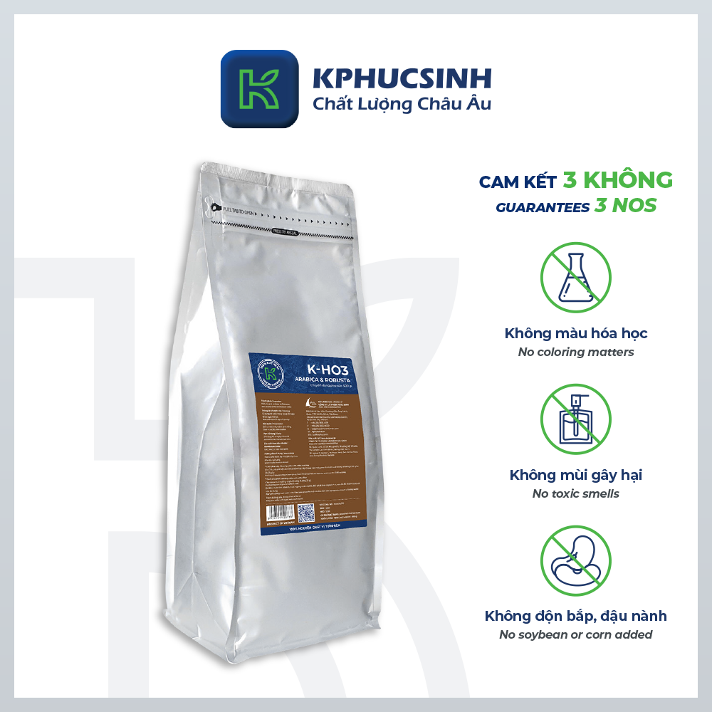 Cà phê hạt rang K Coffee 100% Robusta Arabica nguyên chất cà phê đậm vị K-HO3 (1Kg/Túi)