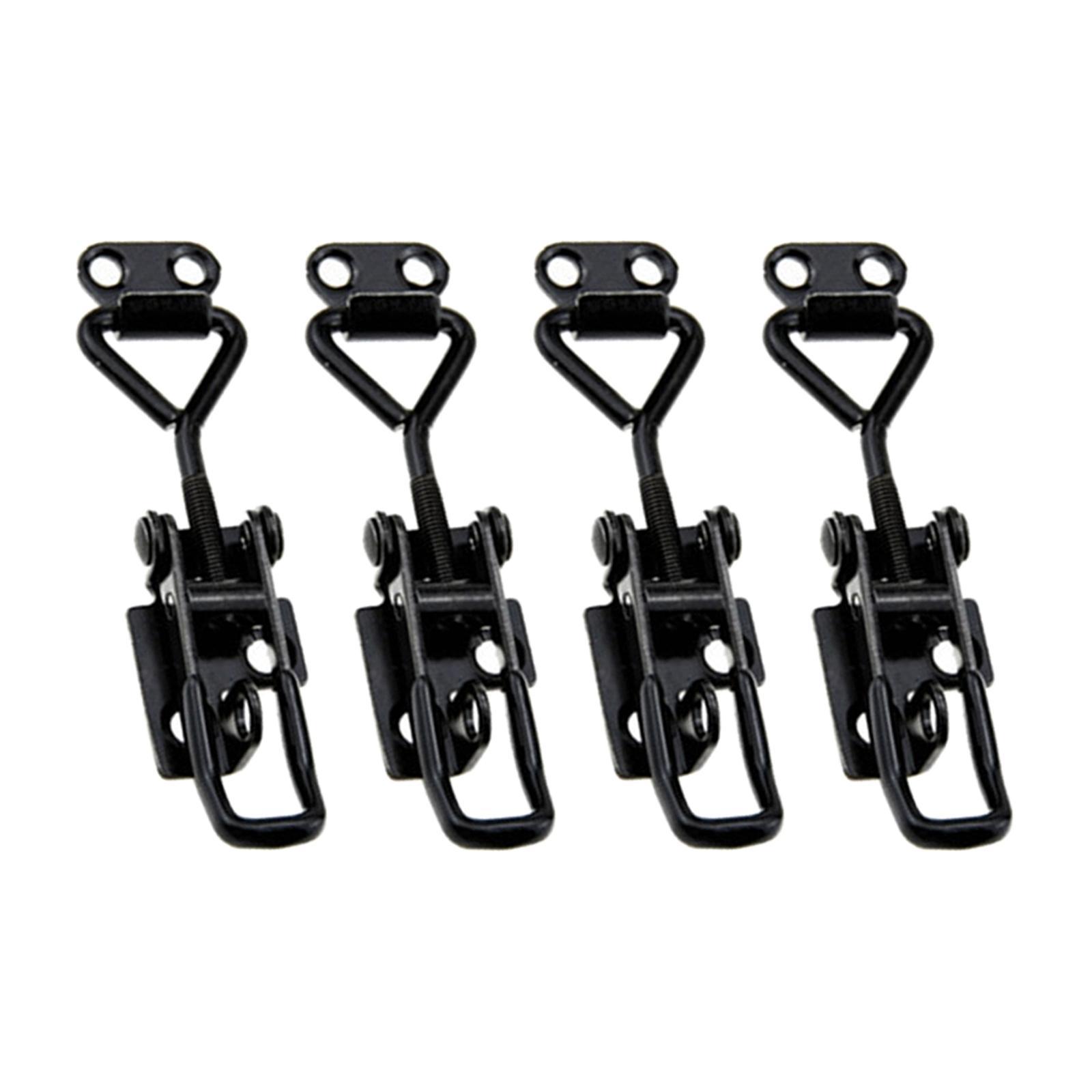 4x Toggle Clamps Cabinet Boxes Lever Handle Heavy Duty Toggle Hasp Hook Black Toggle Pull Adjustable for Wooden Box Case Trunk Tool Boxes Case