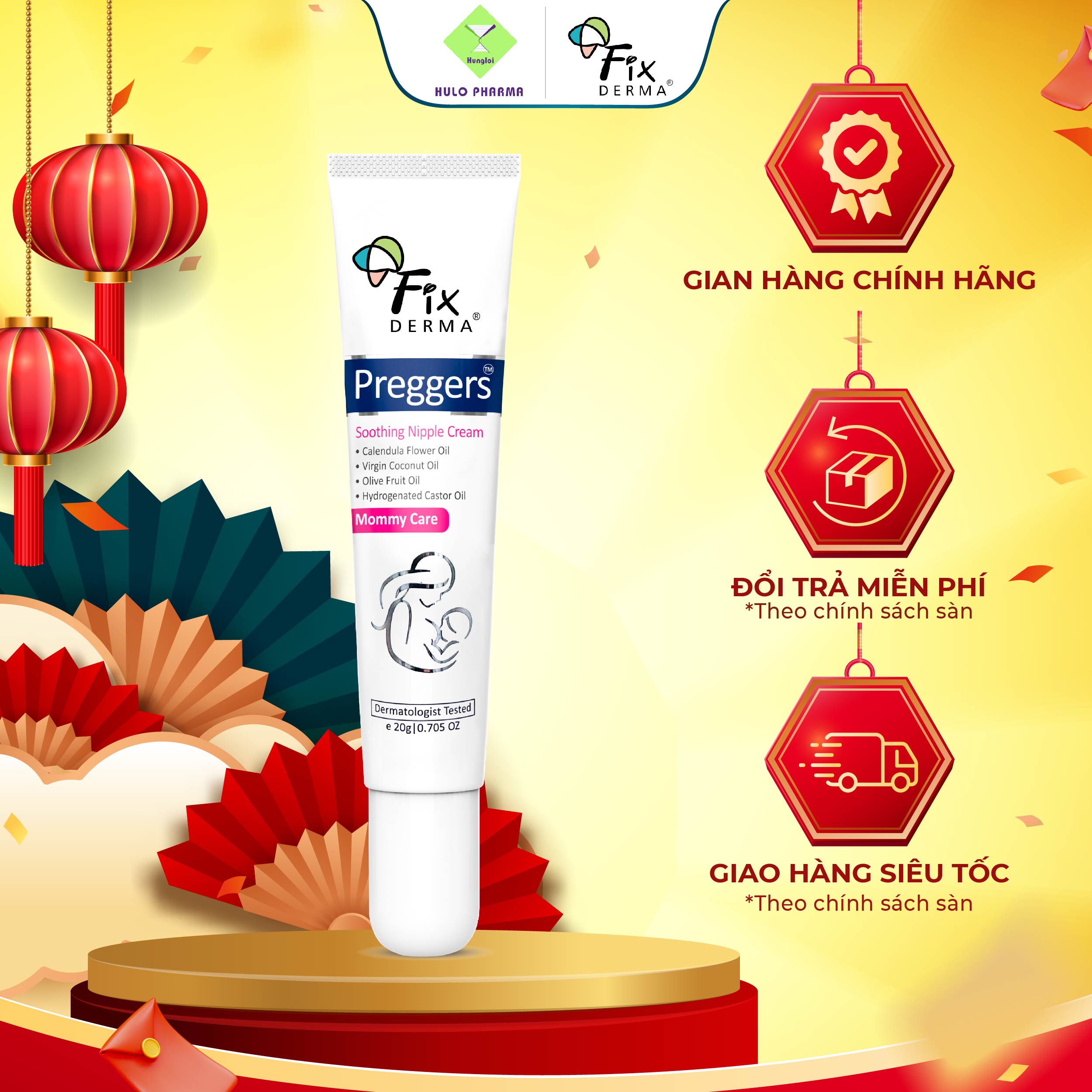 Kem Dưỡng Ẩm Làm Dịu Mềm Da Núm Vú Fixderma Preggers Soothing Nipple Cream (20g)