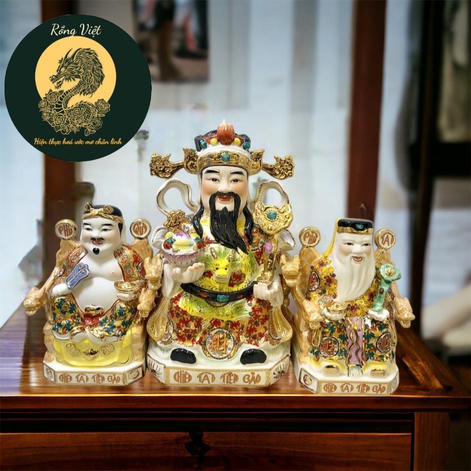 Tượng thần tài, thổ địa gấm đỏ RỒNG VIỆT, tượng thần phát gốm sứ cao cấp