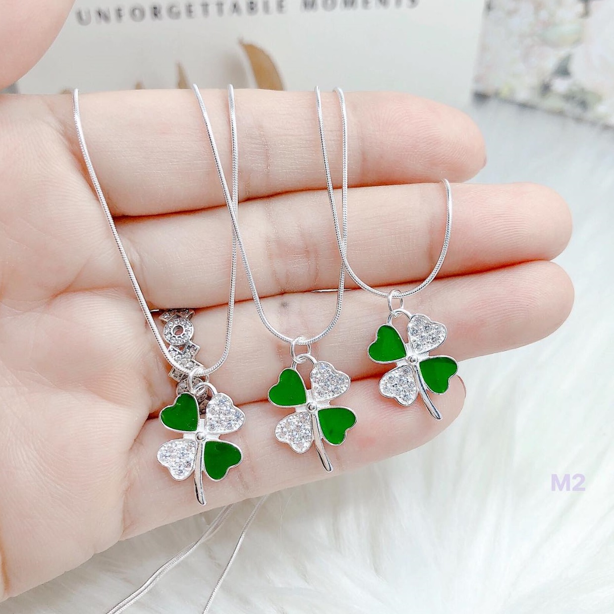 Dây chuyền nữ mặt cỏ 4 lá chất liệu bạc Ý MS012