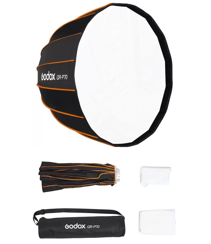 SOFTBOX PARABOLIC THAO TÁC NHANH GODOX QR-P70, LƯỚI TỔ ONG HÀNG CHÍNH HÃNG