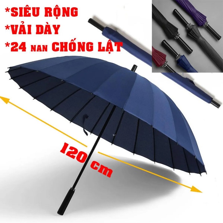 Ô Dù Che Nắng 24 Nan Bản To Đại Xương Cứng Cáp Đi Mưa Chống Lật