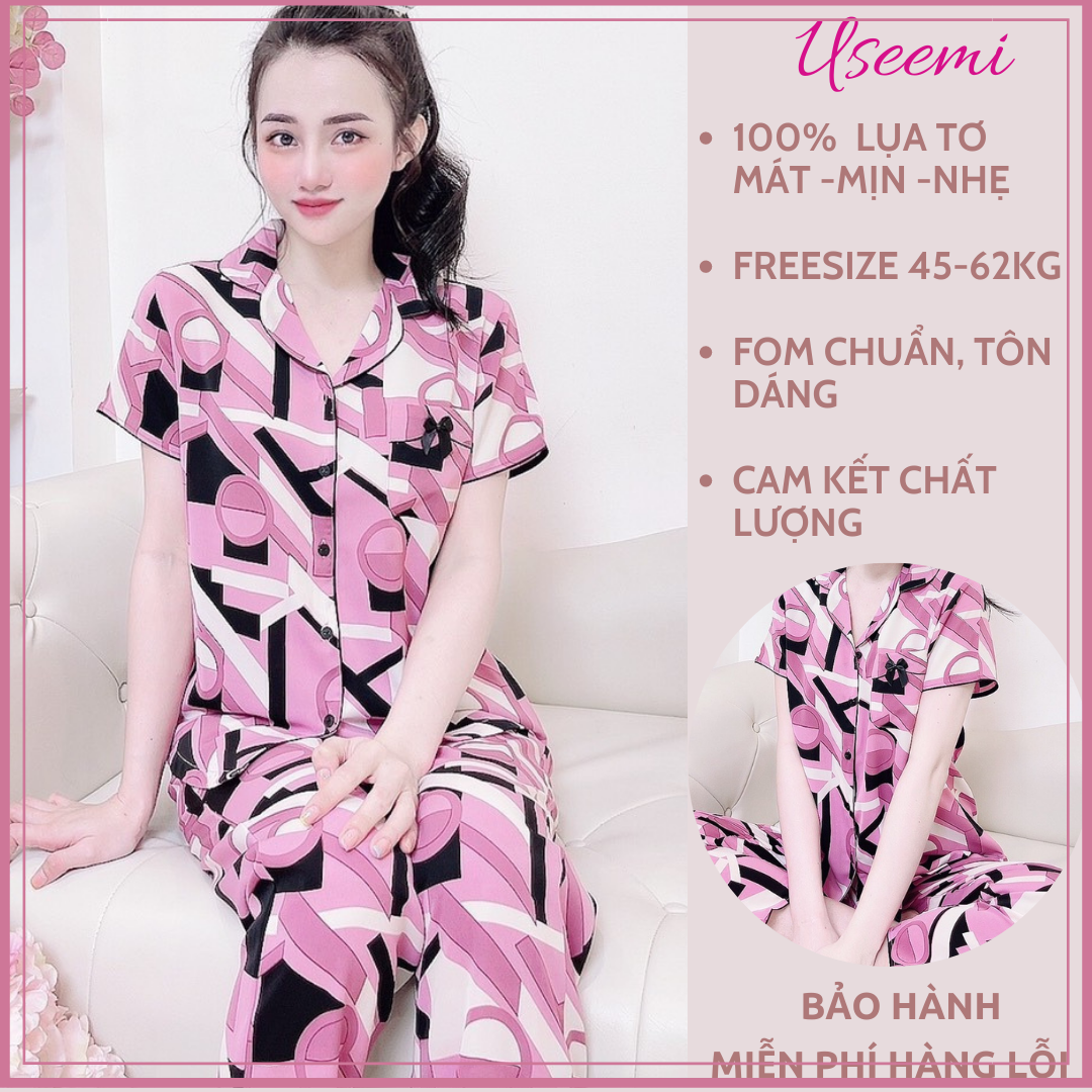 Đồ Bộ Lụa/Satin Pijama Dài Mặc Ở Nhà Nữ - Bộ Ngủ Nữ Tiểu Thư Cộc Tay Mặc Mùa Hè, Nhiều Mẫu Phối Dễ Thương - MN170003