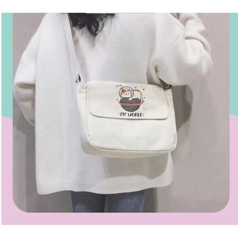 TÚI TOTE ĐEO CHÉO UNISEX NAM NỮ - VẢI DỆT CANVAS  - PHONG CÁCH ULZZANG