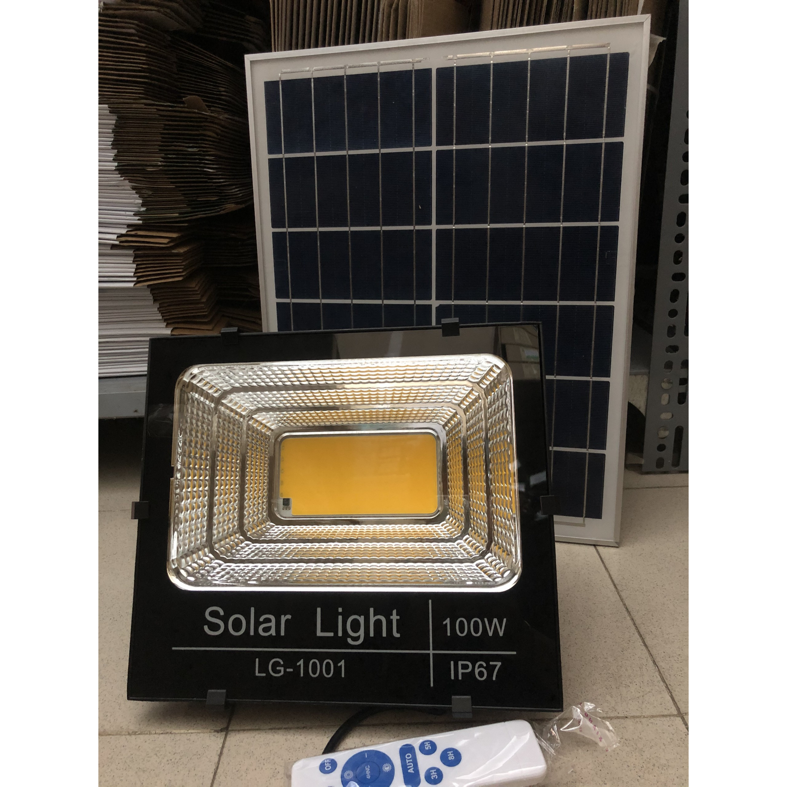 Đèn Pha Năng Lượng Mặt Trời COB 100w SÁNG VÀNG