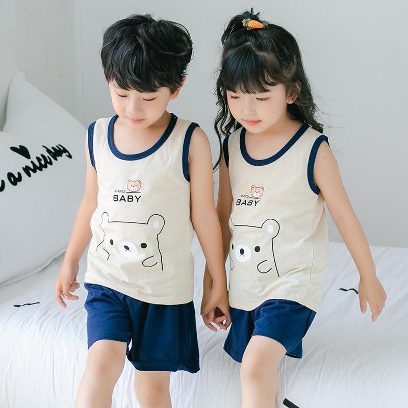 BT6 Size110-140 (12-28kg) Bộ thun hè bé trai bé gái (3 lỗ sát nách 100% coton) HÀNG QUẢNG CHÂU