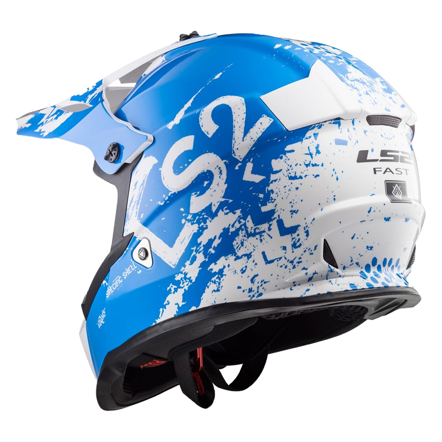 Mũ Bảo Hiểm Fullface Off Road LS2 MX437 Fast Spot White Blue