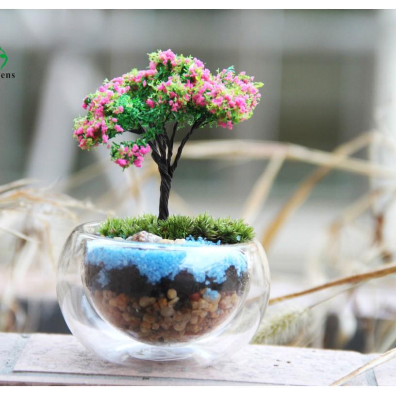 Mẫu bonsai cây xanh hoa đỏ DIY cho các bạn trang trí bàn làm việc SMD-34