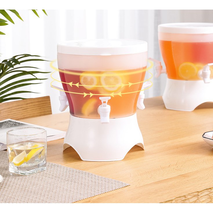 Bình đựng nước 4,5l có 3 ngăn, bình đựng nước tủ lạnh xoay 360 độ kèm vòi, kèm chân kê