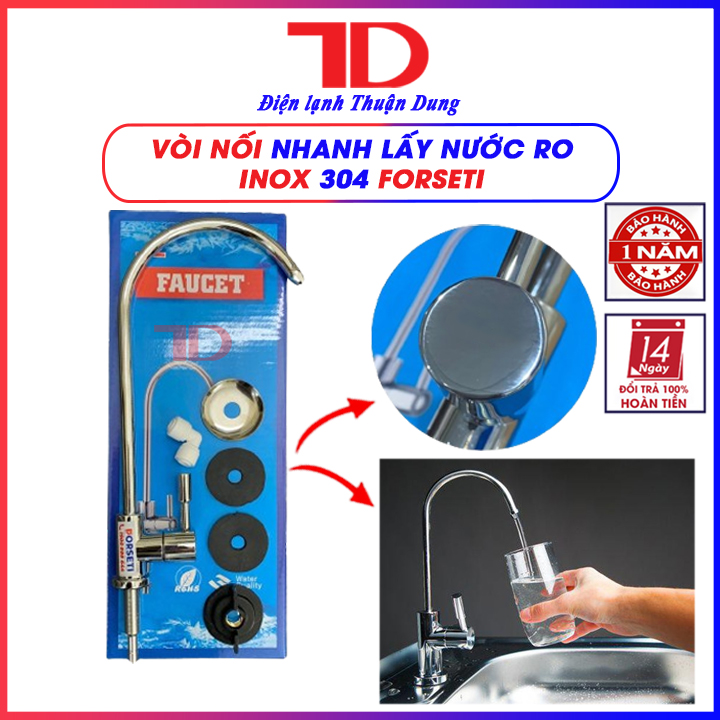 Vòi nối nhanh lấy nước RO Inox 304, Vòi gạt An 3K, kèm cút nối dành cho karofi, dành cho Korihome, dành cho Kangaroo, Điện lạnh Thuận Dung