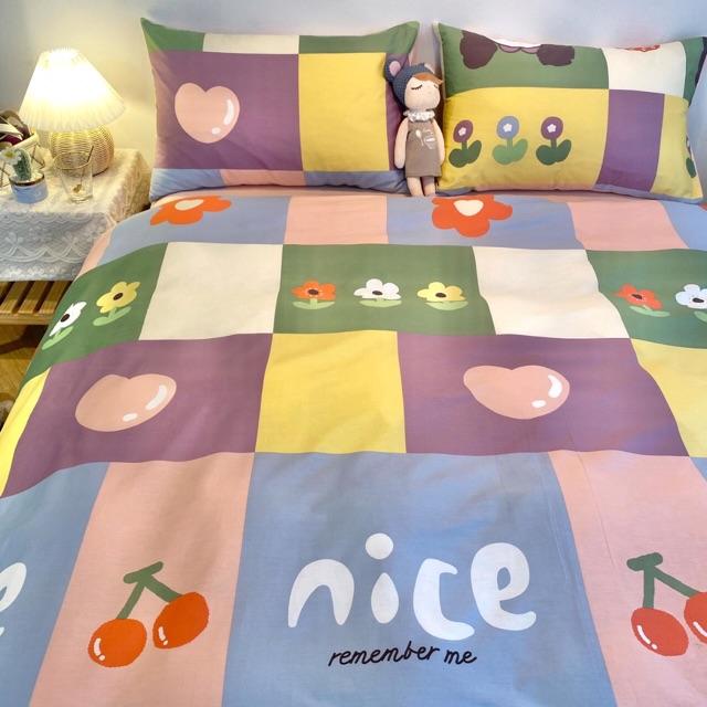 Set Chăn Ga Gối Hàng Nhập Khẩu Cao Cấp 4 Món 100%cotton Cô Bé Mùa Thu Ngộ Nghĩnh