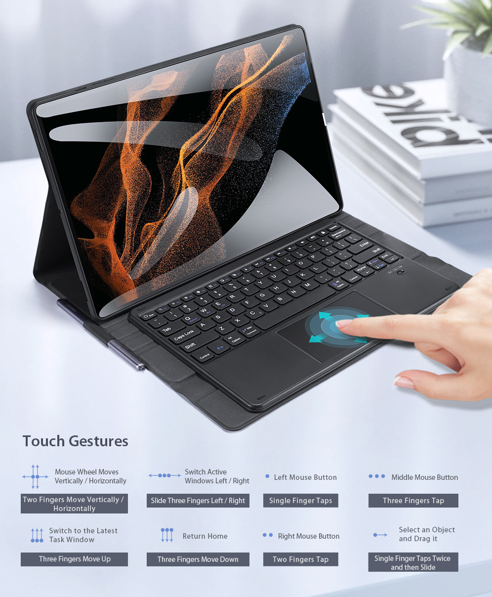 Bao Da Kèm bàn Phím Cho SamSung Tab S7, S7 FE, S7 Plus, Tab S8, S8 Plus, S8 Ultra, Tab S6 Lite , S6 Lite 2022, A8 2022, A7 Chính Hãng Dux Ducis Bàn Phím Kết Nối Bluetooth và Có Di Chuột TrackPad - Hàng Chính Hãng