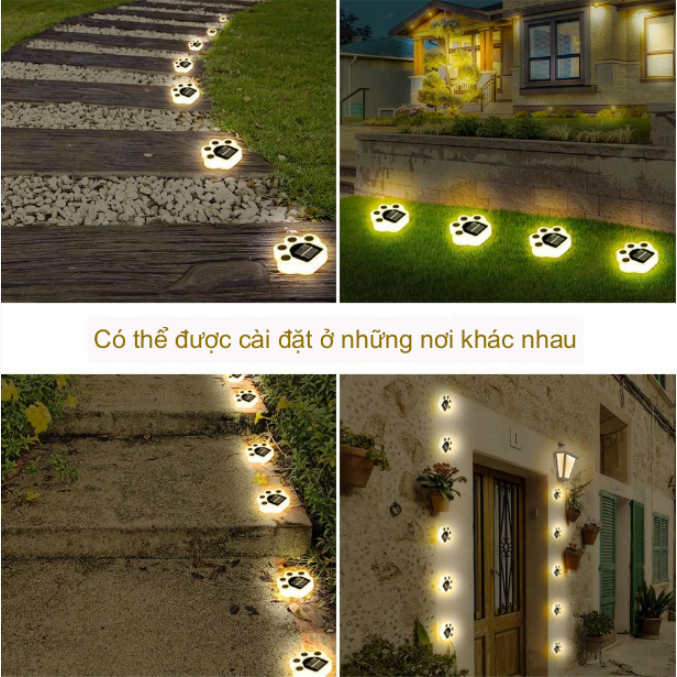 Combo 4 đèn LED năng lượng mặt trời Chân Gấu Trang Trí Sân Vườn BearFoot Solar Lamp - sử dụng 8h liên tục