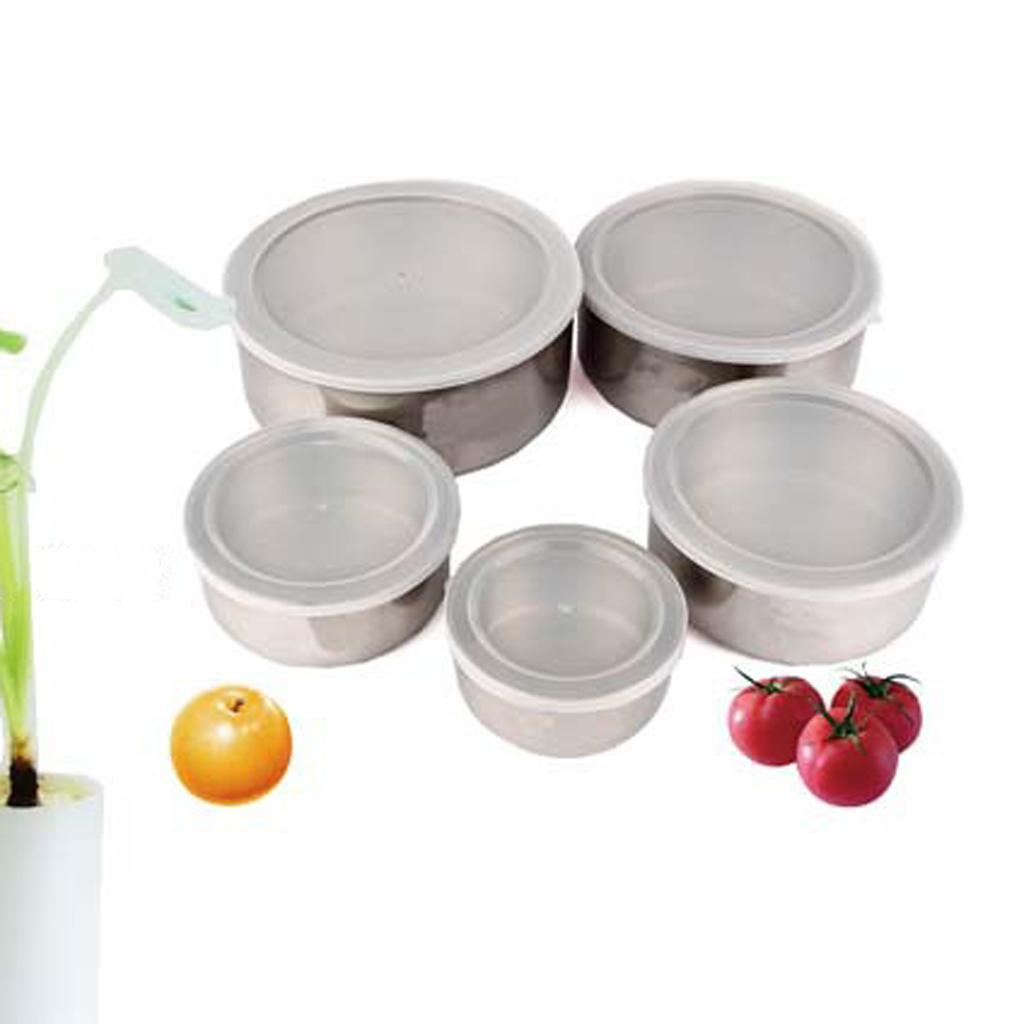 5Pcs Stainless Steel Mixing Bowl With Airtight Lids Bowls Convenient Storage