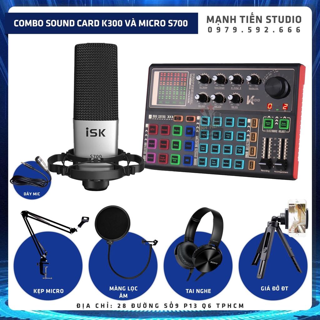trọn bộ combo micro S700 + sound card K3000 + full phụ kiện livestream karaoke thu âm sang trọng cực hay bảo hành 12th