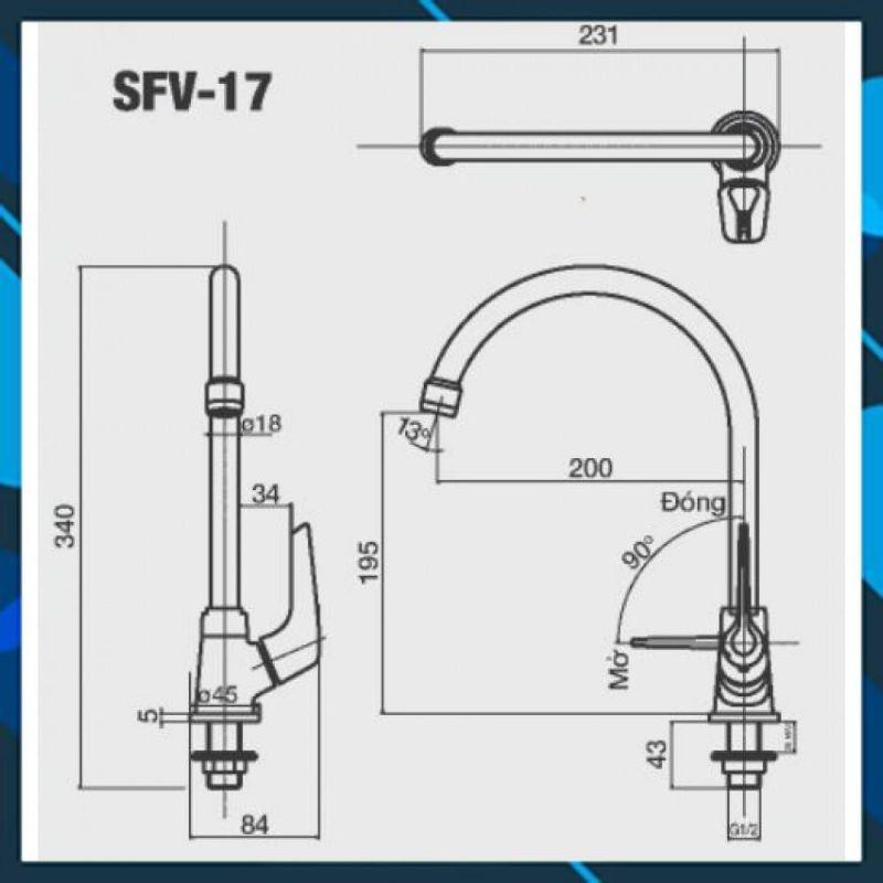 Vòi chậu rửa bát, chén lạnh cao cấp INAX SFV-17, Hàng chính hãng, Bảo hành 3 năm