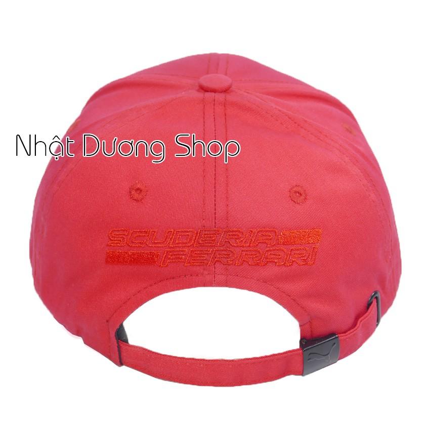 Nón kết nam đẹp logo nhựa mềm ngựa vàng, khóa gài Ferrari