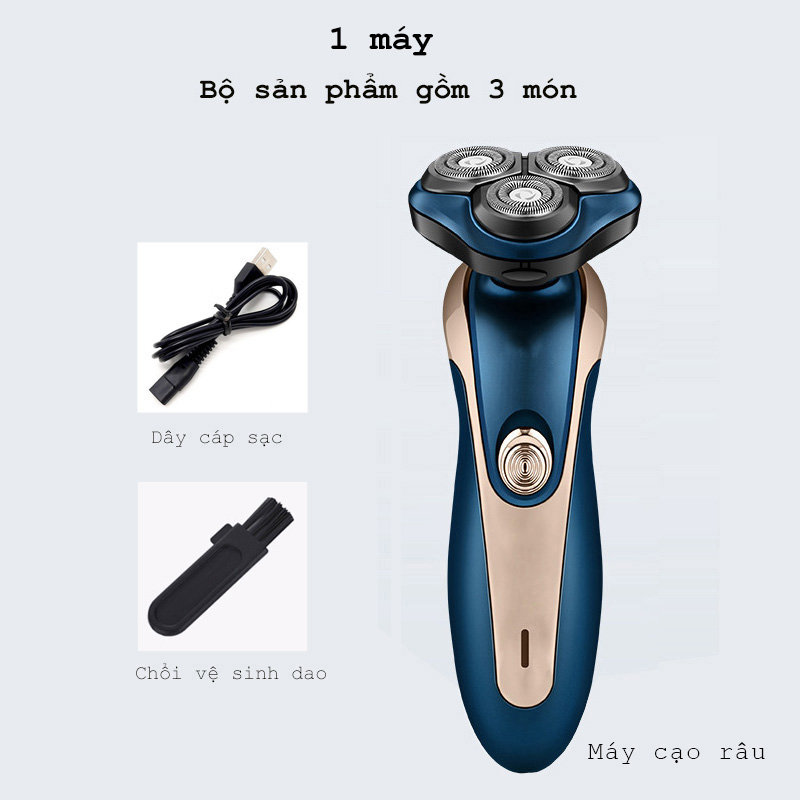 Máy cạo râu nam 4D cầm tay 3 lưỡi dao mài bén tự động,tháo vệ sinh, thay thế dễ dàng