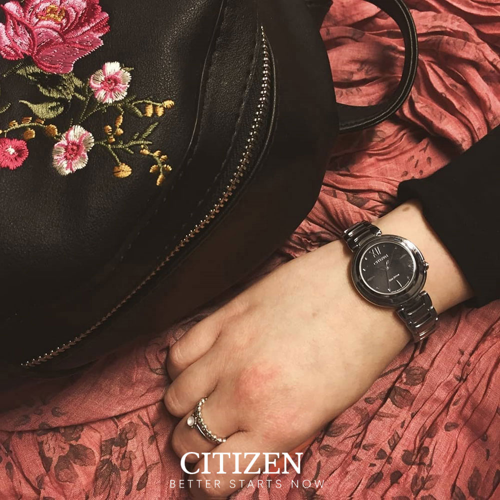 Đồng Hồ Nữ Citizen Dây Thép Không Gỉ EM0331-52E - Mặt Đen (Sapphire)