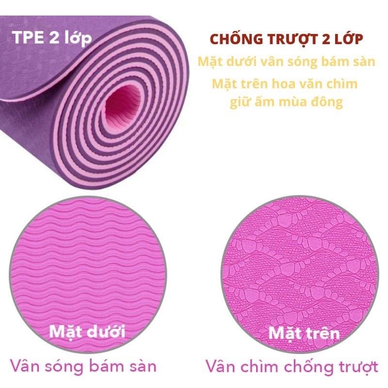 Thảm tập Yoga TPE 2 lớp 6mm hàng cao cấp độ đàn hồi cao