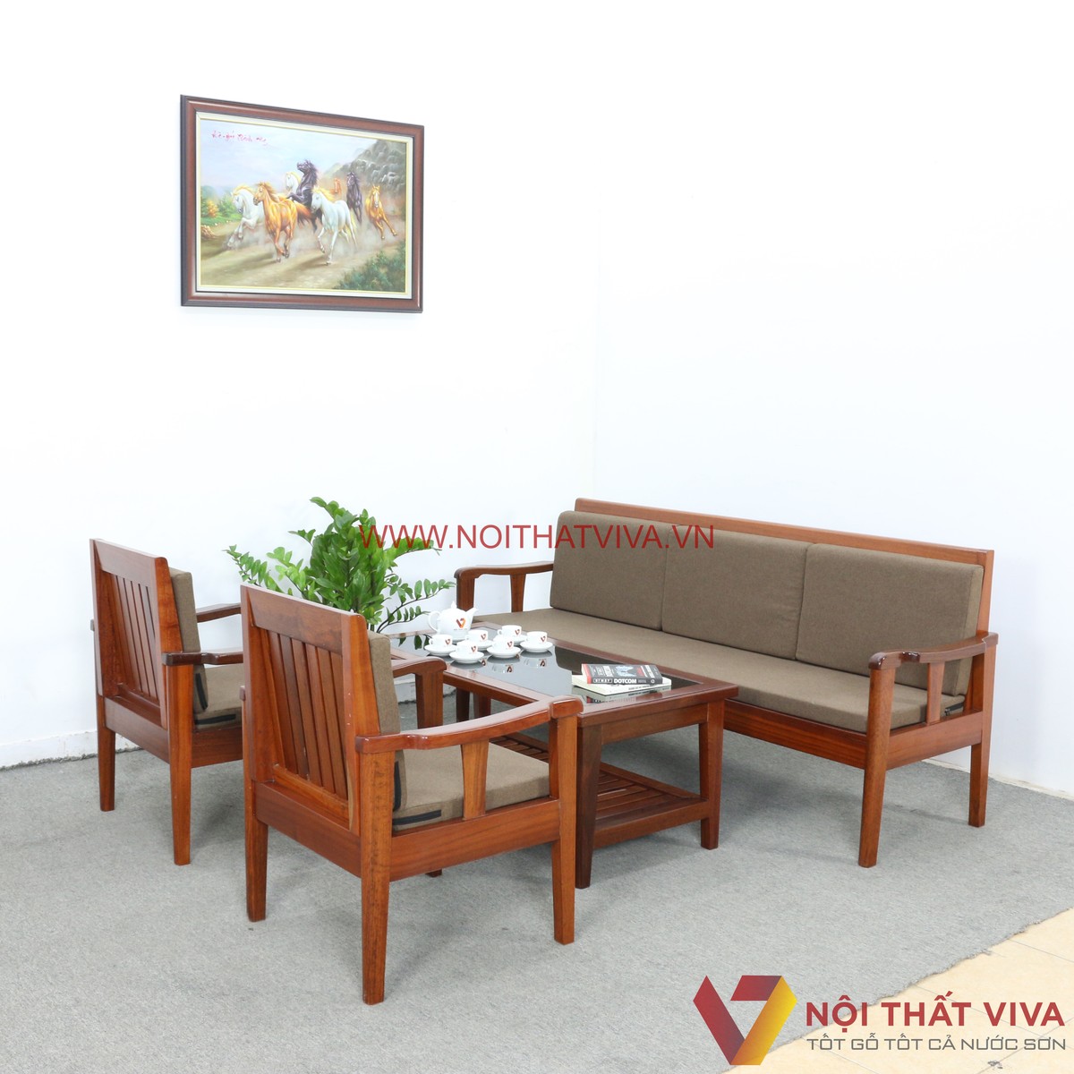 Bộ Bàn Ghế Sofa Gỗ Căm Xe Kiểu Truyền Thống Có Nệm Đẹp Giá Tốt