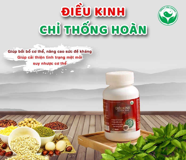 Điều kinh chỉ thống hoàn HP Hỗ trợ bổ huyết, điều hòa kinh nguyệt, giúp giảm đau bụng kinh lọ 90g Đông y Hòa Phương HP4A