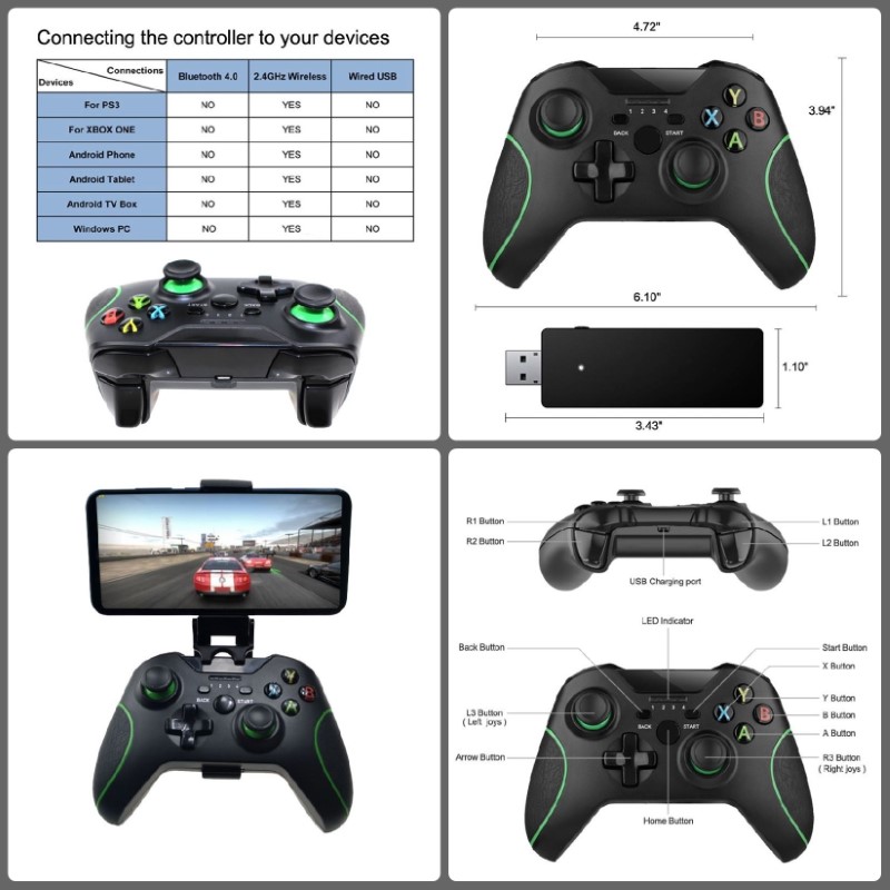 Gamepad tay Game không dây X-One wireless 2.4G - cho máy tính, laptop, máy game console