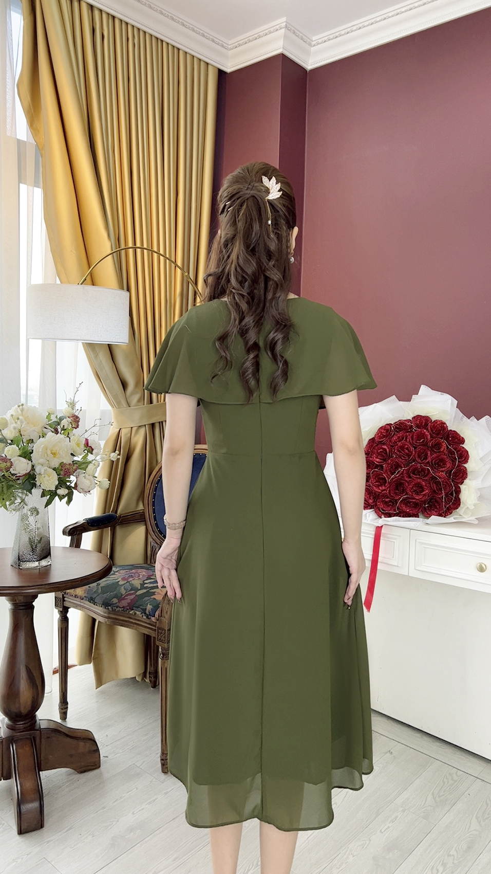 Linh Trà - Đầm Trung Niên Dáng Dài [TM779] Kiểu Dự Tiệc Cao Cấp Bigsize Cho Mẹ Đi Tiệc Đi Chơi, Vải Voan Chiffong Nhẹ Nhàng Mềm Mại