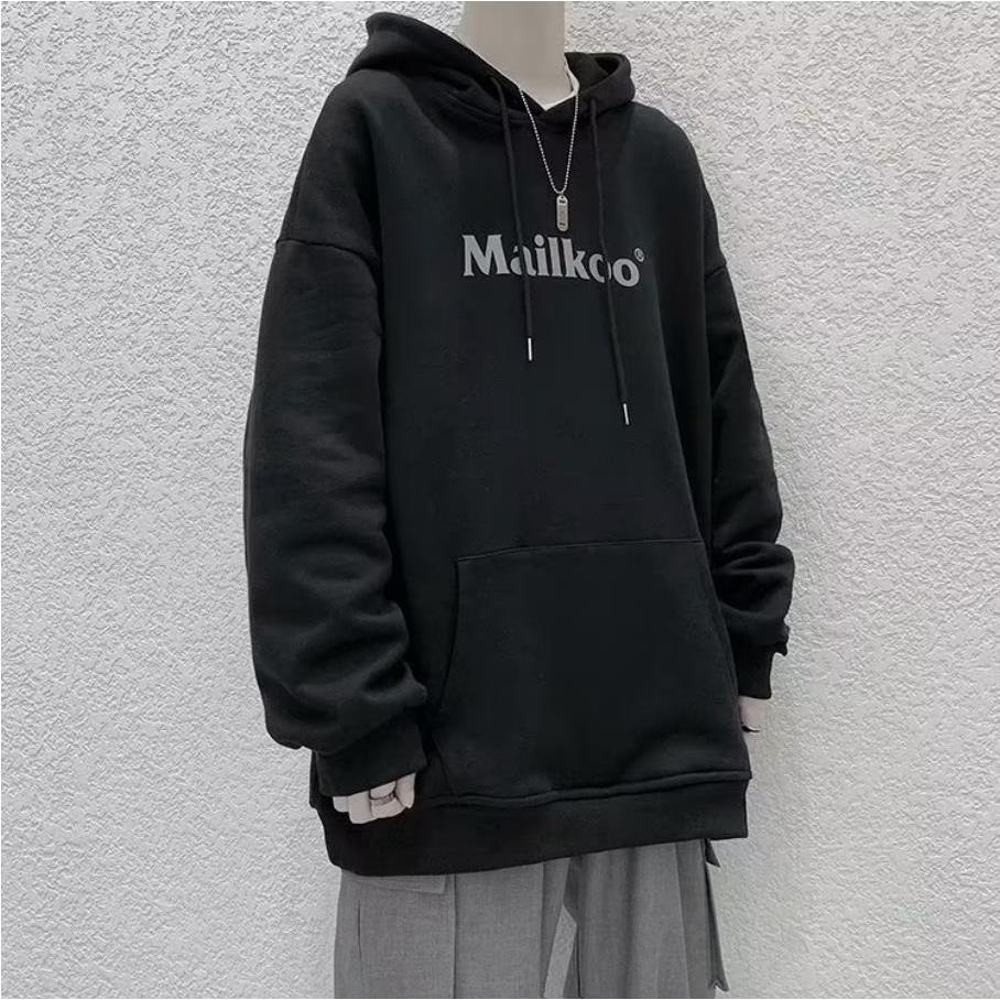 Áo Hoodie Nam Tay Dài Dáng Rộng In Chữ Đơn Giản Phong Cách Thời Trang