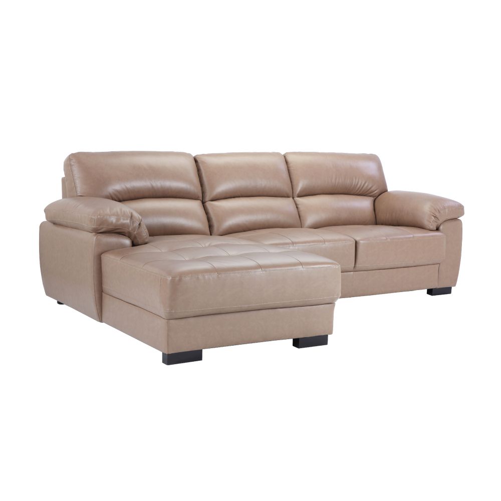 Sofa giường góc chữ L phải MORETTO khung gỗ, đệm bọc da thật cao cấp màu nâu | Index Living Mall -  Phân phối độc quyền tại Việt Nam