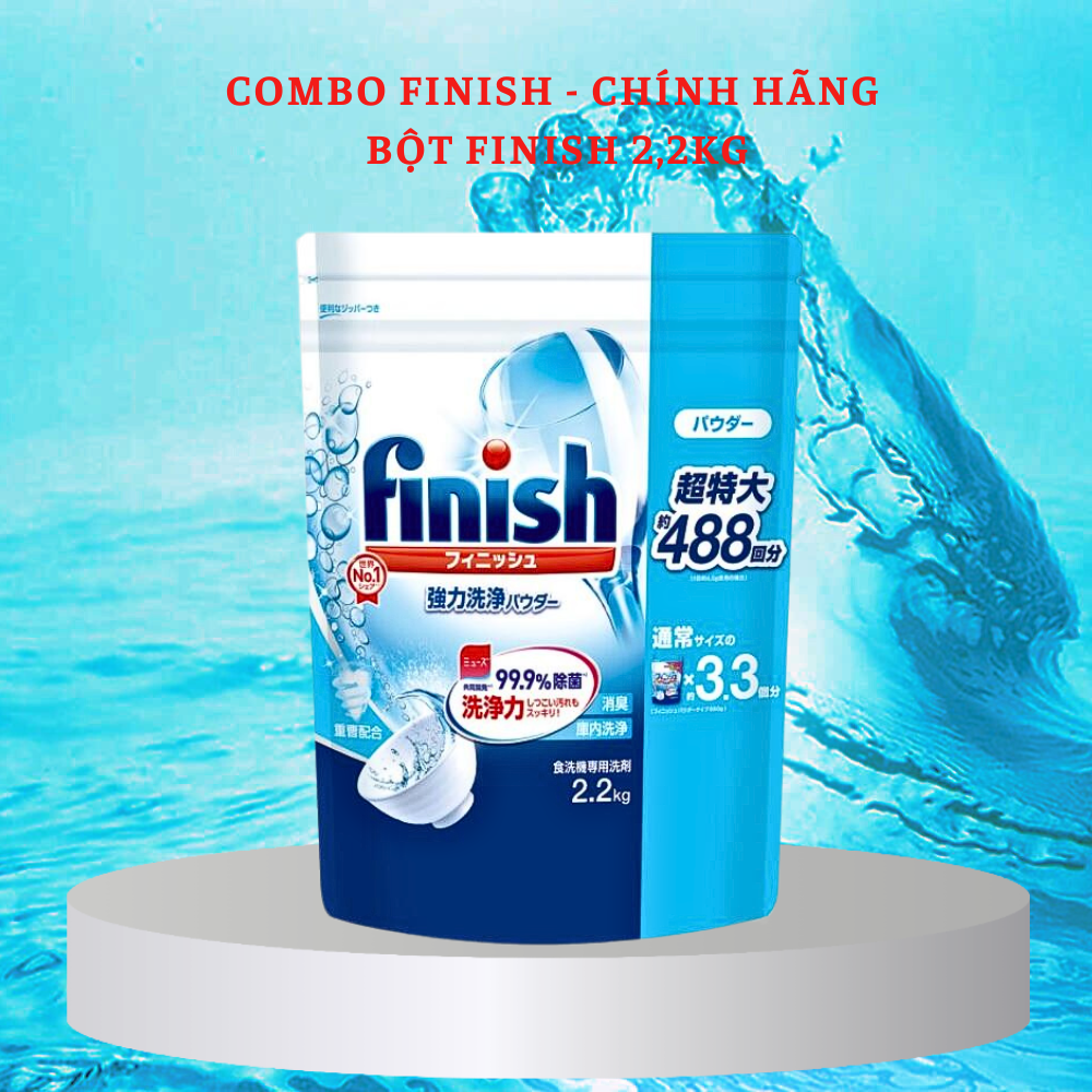 Hình ảnh [Chính hãng] Combo: Bột rửa bát Finish 2,2kg + Muối Finish 1,5kg