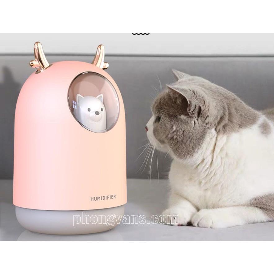 Máy Xông Tinh Dầu Mini Hình Gấu HUMIDIFIER Dễ Thương, Tự Động Ngắt Khi Hết Nước.